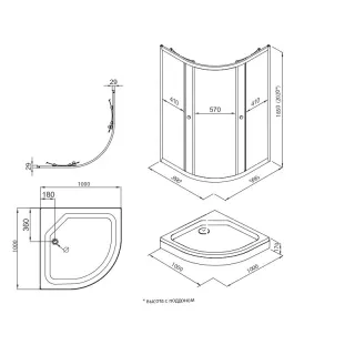 Душевой уголок Triton Альфа Щ0000054222 100x100 см профиль чёрный стекло прозрачное